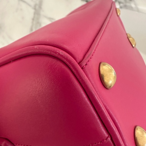 Authentic Yves Saint Laurent Pink Calfskin Leather Baby Duffle Crossbody